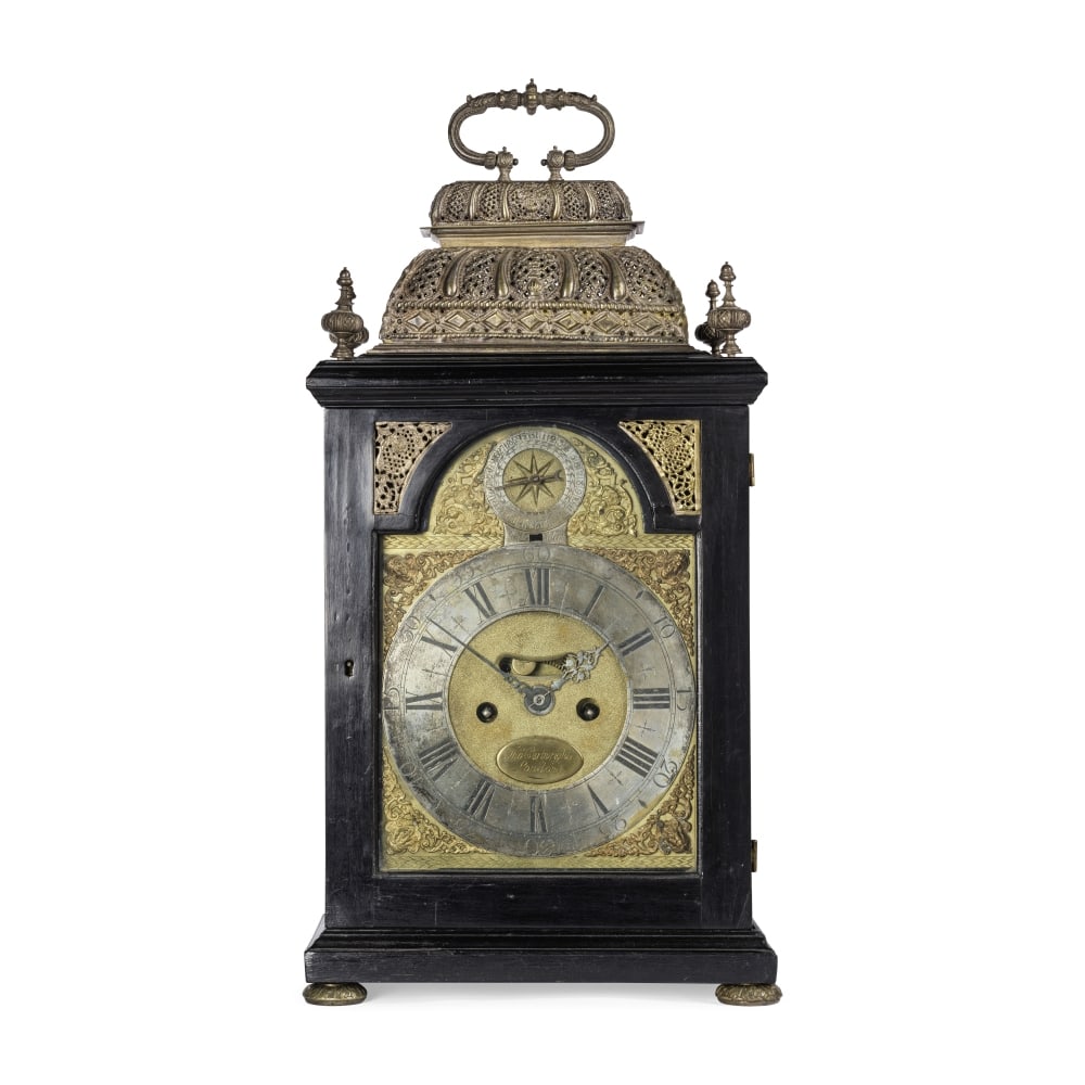 Pendule de table en bois teinté noir, mouvement de Thomas Cartwright, du début du XVII... (1 of 1)