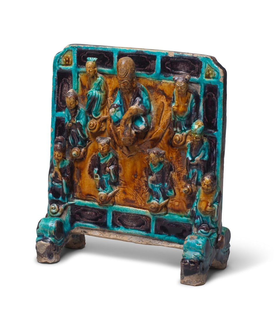 A FAHUA-GLAZED 'EIGHT IMMORTALS' TABLE SCREEN Ming Dynasty - 3