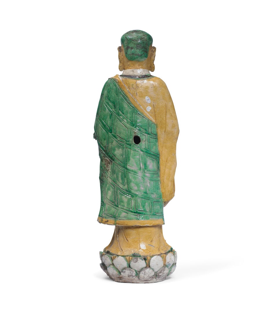 A LARGE SANCAI-GLAZED STONEWARE FIGURE OF A STANDING LUOHAN Ming Dynasty (2) - 2