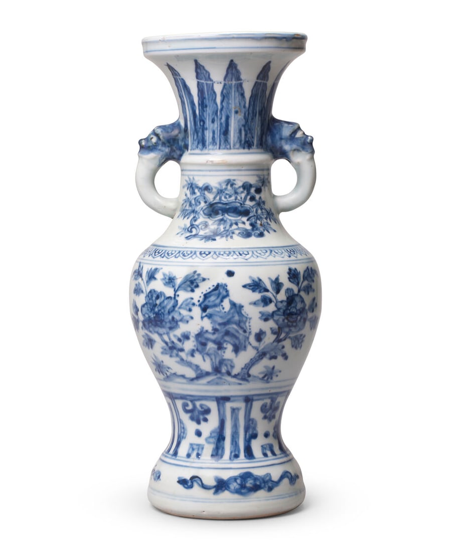 A BLUE AND WHITE 'PEONY' VASE Hongzhi - 2