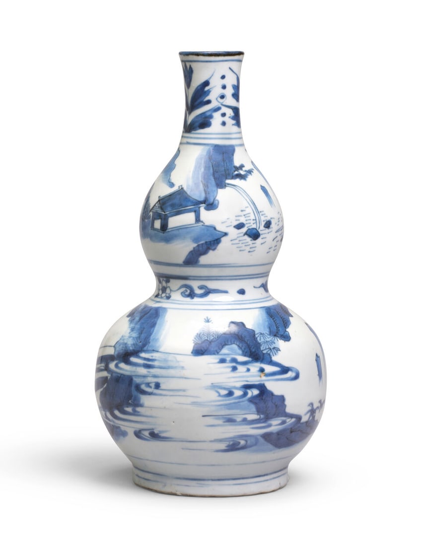 A BLUE AND WHITE DOUBLE-GOURD VASE Chongzhen - 2
