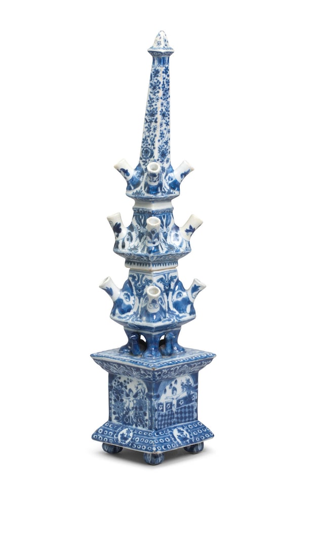 A RARE DELFT-STYLE BLUE AND WHITE SECTIONAL TULIP VASE Kangxi (2) - 3