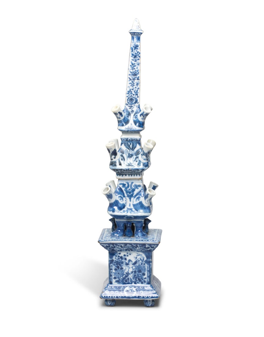A RARE DELFT-STYLE BLUE AND WHITE SECTIONAL TULIP VASE Kangxi (2) - 4