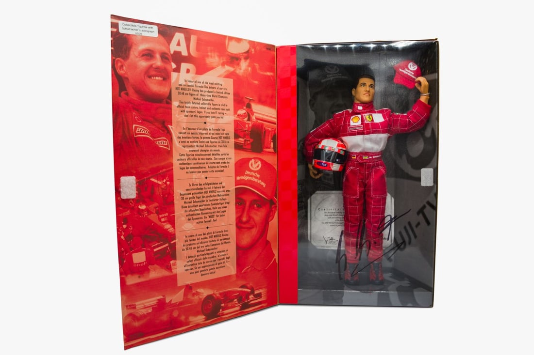 Signed Michael Schumacher Doll - Hot Wheels (1 of 1)