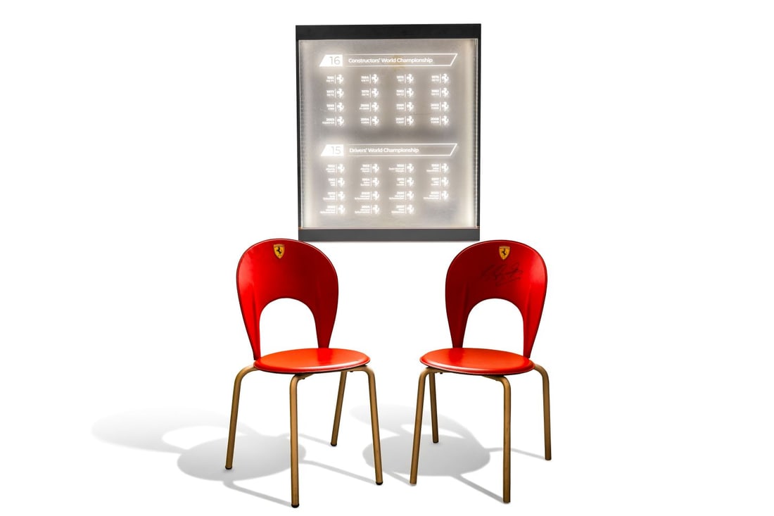 Illuminated Paddock Panel and Seats - Ferrari: Illuminated Paddock Panel and Seats - FerrariTransparent paddock panel with integrated lighting system, illustrating Ferrari's 16 Constructors' World Championship victories from 1961 to 2008, as well