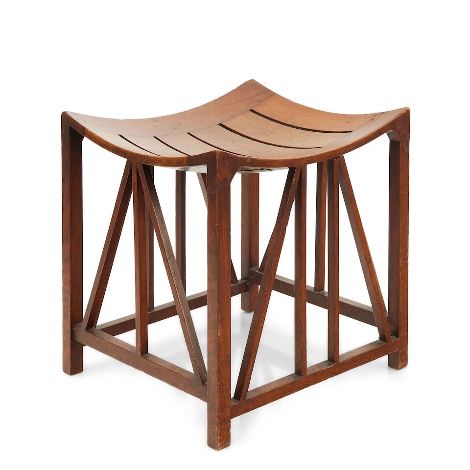 A Liberty & Co mahogany 'Thebes' stool (1 of 3)