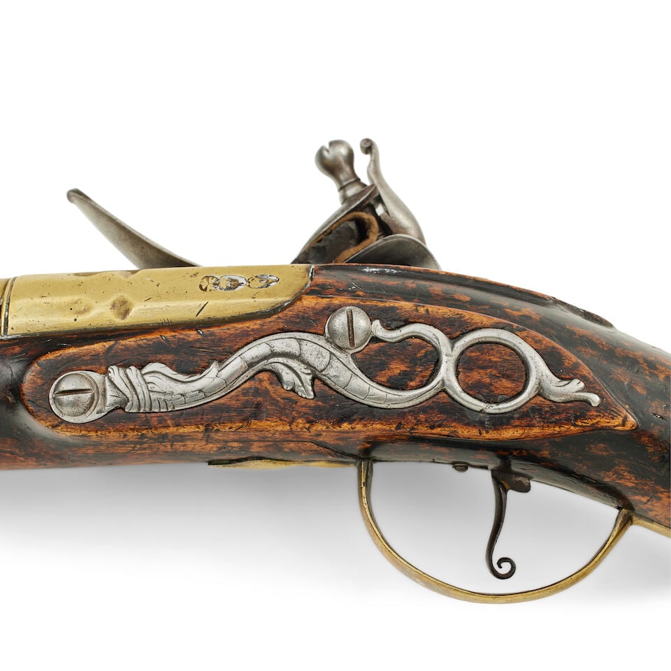 An 18th century flintlock brass barrelled blunderbuss pistol by T. Field - 5