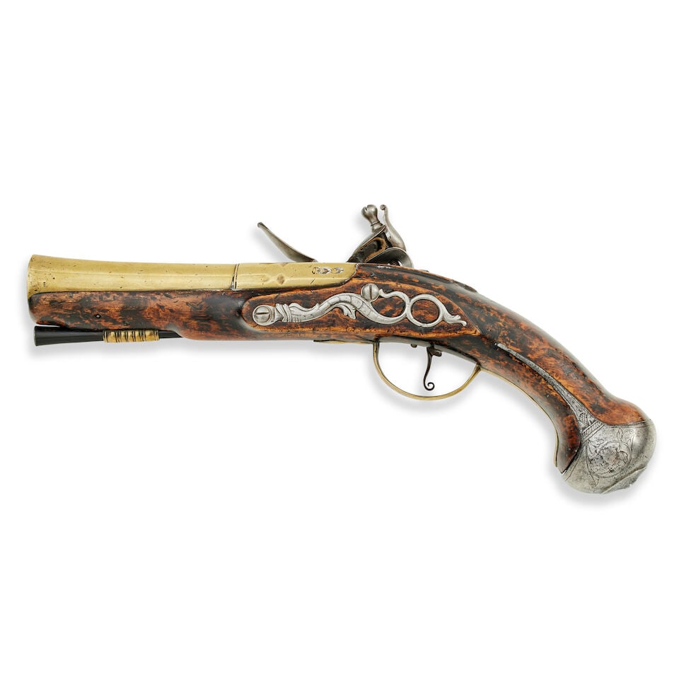 An 18th century flintlock brass barrelled blunderbuss pistol by T. Field - 6