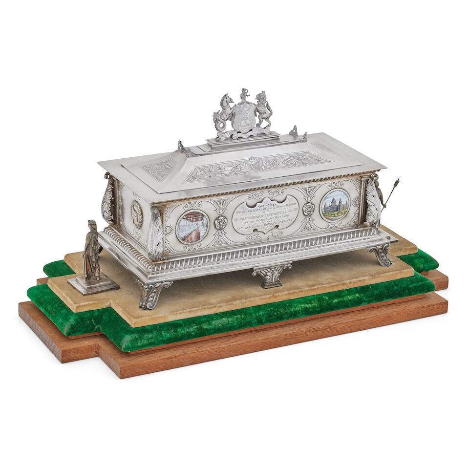 A George V presentation silver casket to Lord Carson By Gibson & Co Ltd, Donegal Place, Belfast,... - 18