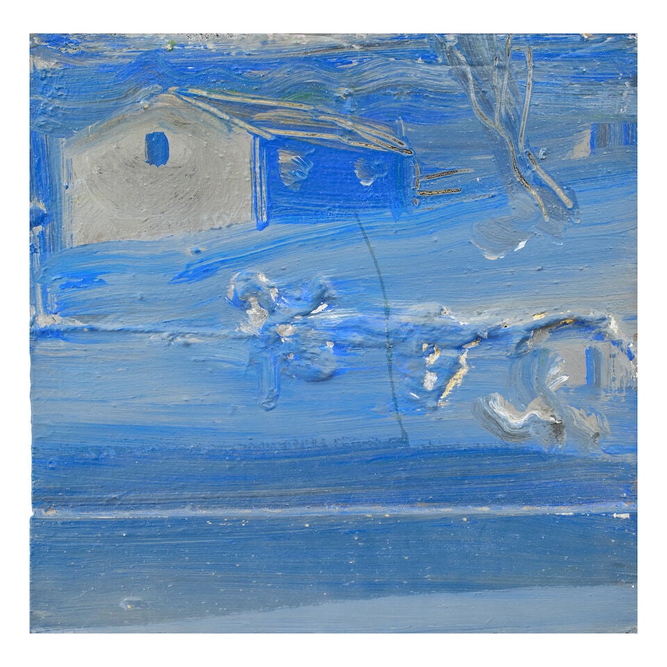 Merlin James (British, born 1960) Blue Building overall size 40.7 x 41.5cm (16 x 16 5/16in). unf... (1 of 5)