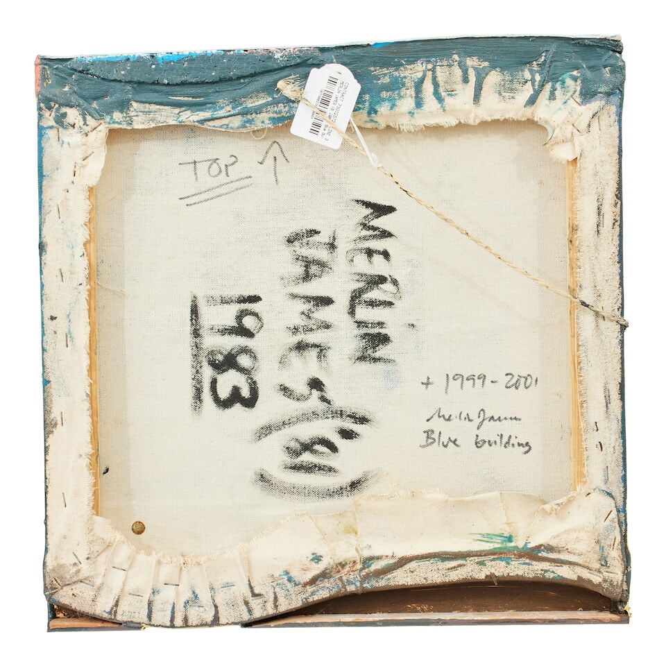 Merlin James (British, born 1960) Blue Building overall size 40.7 x 41.5cm (16 x 16 5/16in). unf... - 2