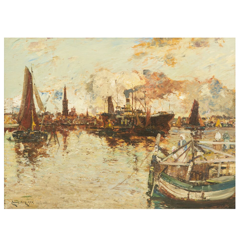 James Kay (Scottish, 1858-1942) Close of a peaceful day, Antwerp (1 of 5)