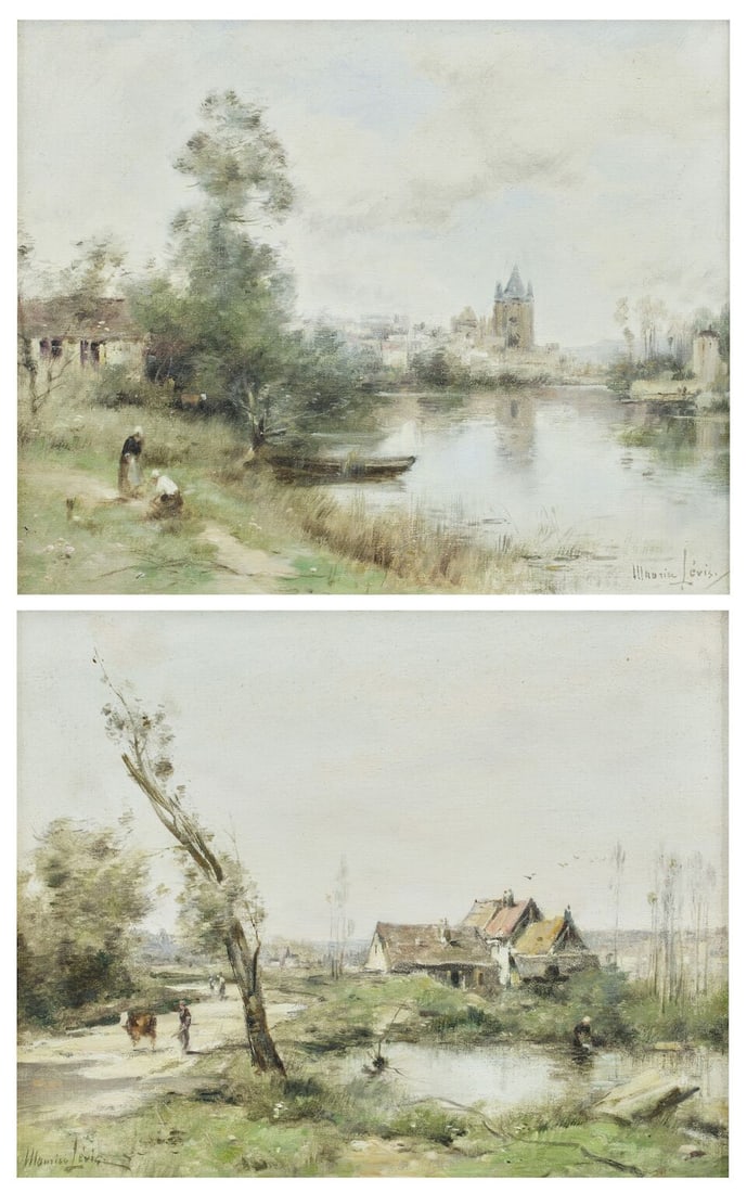Maurice Levis (French, 1860-1940) French landscapes, a pair each 23 x 27.5cm (9 1/16 x 10 13/16i... (1 of 7)