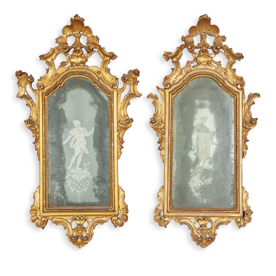 A pair of early 19th century Italian giltwood & gesso wall mirrors (2) (1 of 1)