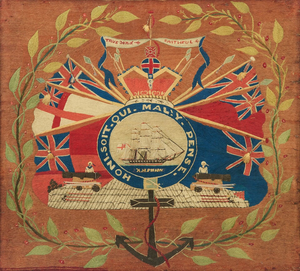 A sailor's woolwork 'Woolie' of HMS Amphion 1847-1855 19th century (1 of 3)
