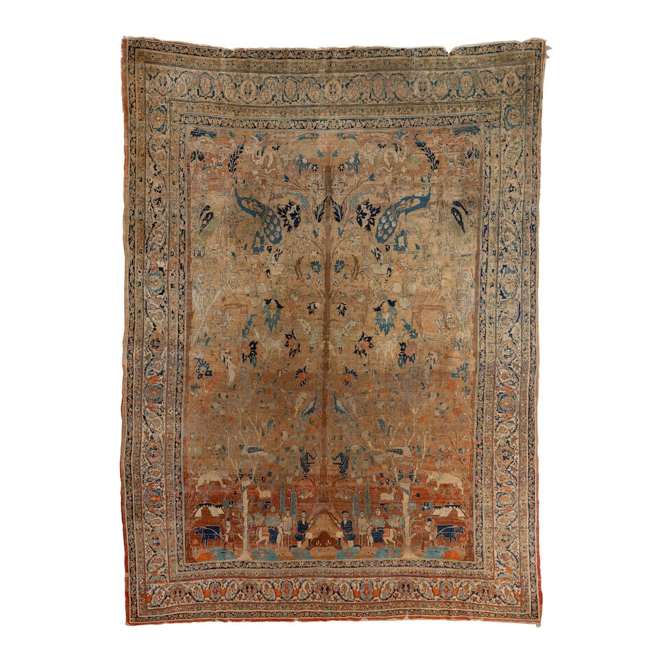 A rare pictorial Heriz carpet Northwest Persia, circa 1880 406cm x 292cm. (1 of 1)