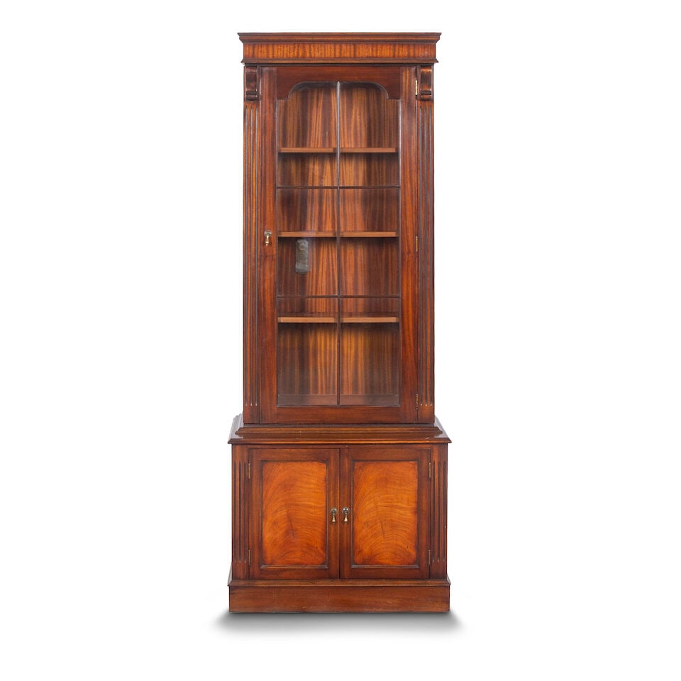 A modern steel and mahogany gun cabinet presented as a 19th century display cabinet by 21st Cent... (1 of 4)
