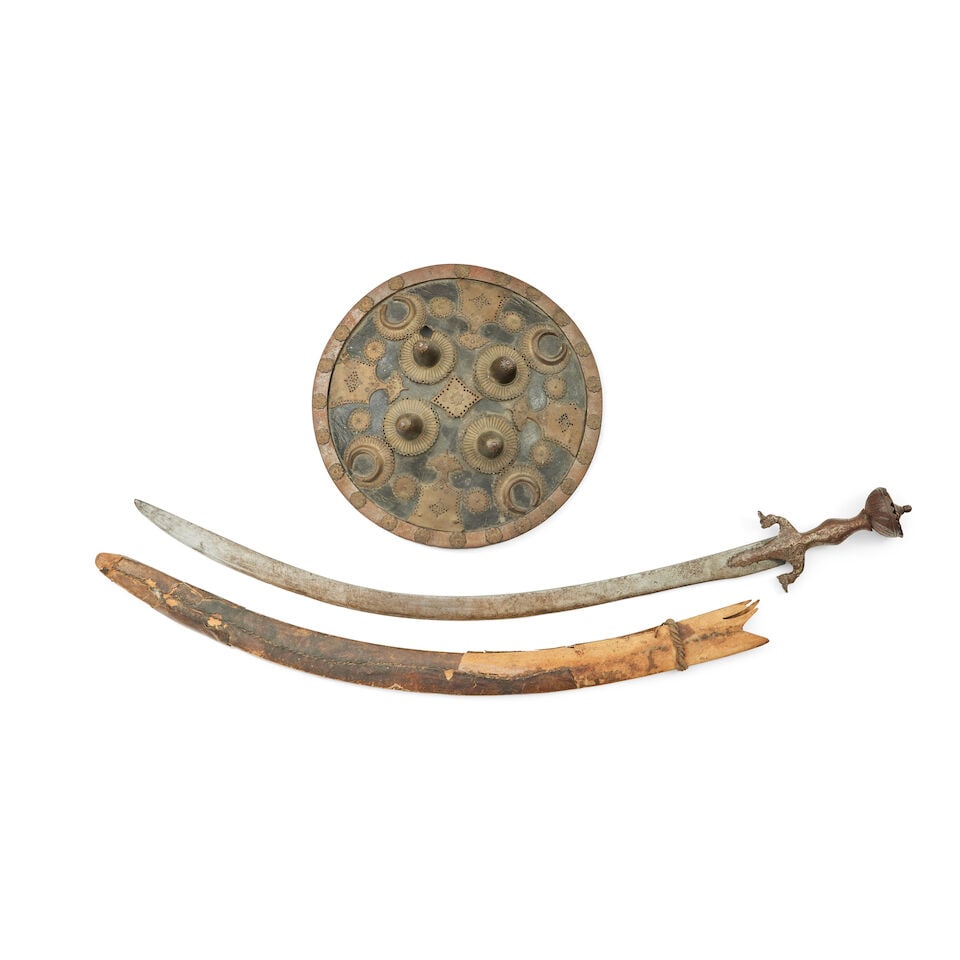 A steel pulouars (Pulwar) and Dhal probably India or Afghanistan, 19th Century (1 of 2)