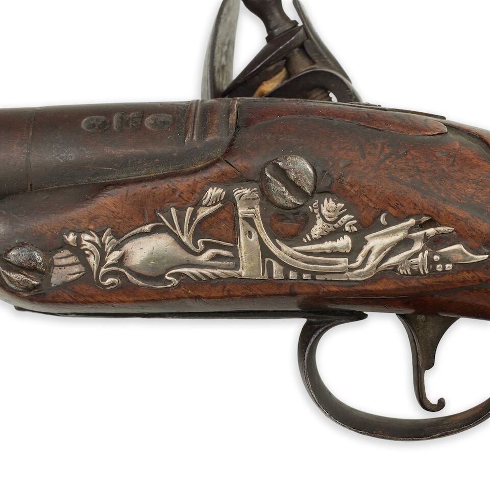 A pair of 18 bore flintlock turn-off pistol - 3
