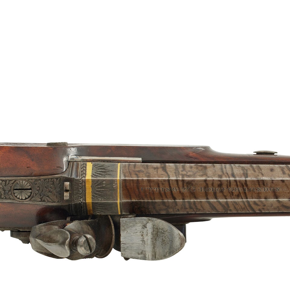 A cased pair of 28-bore flintlock duelling pistols by Utting 265 Borough, London - 3