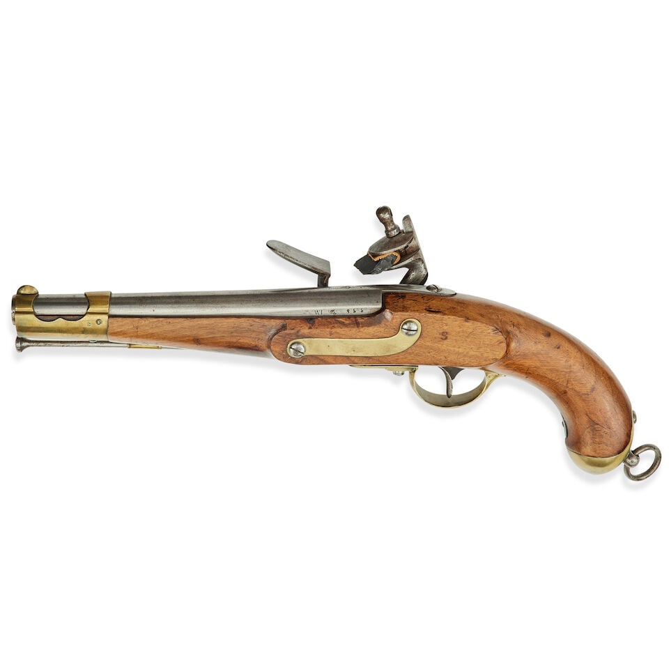 An Austrian flintlock cavalry pistol of carbine bore dated 1853 - 2