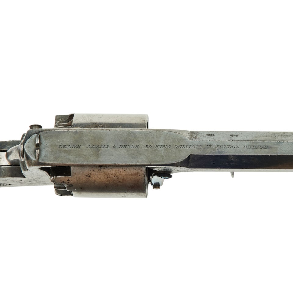 A 38-bore percussion Adams patent 1851 model 'Dragoon' five-shot self-cocking revolver by Deane,... - 2