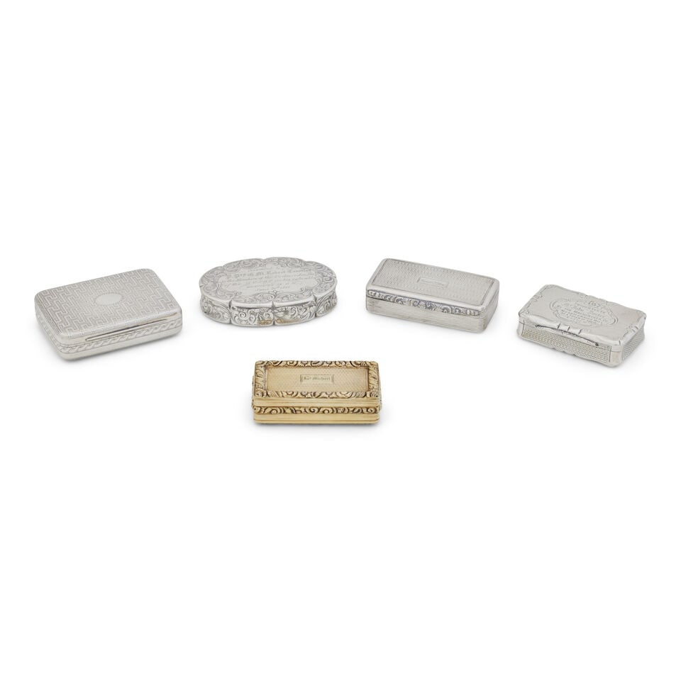 Five silver snuffboxes various makers and dates (5) (1 of 1)