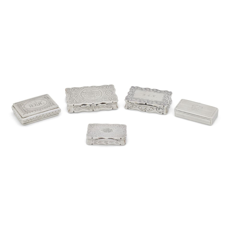 A collection of five Victorian silver snuffboxes various makers and dates (5) (1 of 1)