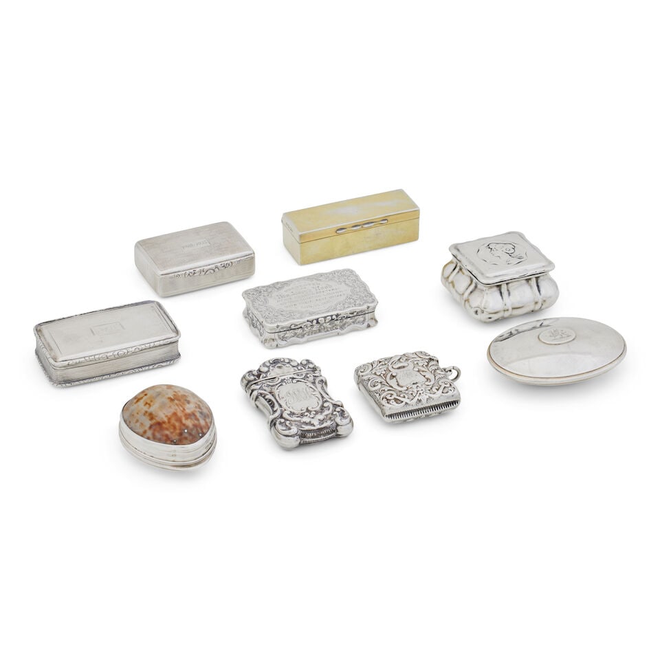 A collection of silver boxes various makers and dates (9) (1 of 1)