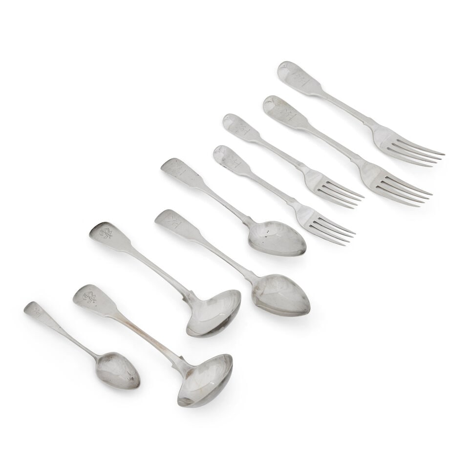 A collection of fiddle pattern cutlery various makers and dates (1 of 1)