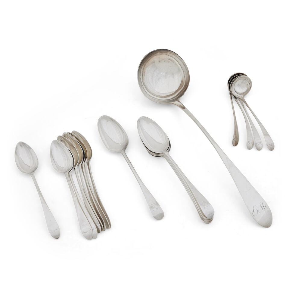 A collection of George III pointed end pattern flatware ... (1 of 1)