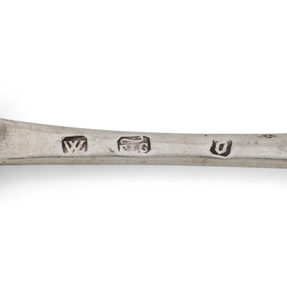 A Scottish provincial Hanoverian pattern tablespoon by William Livingstone of Elgin, circa 1730,... - 2