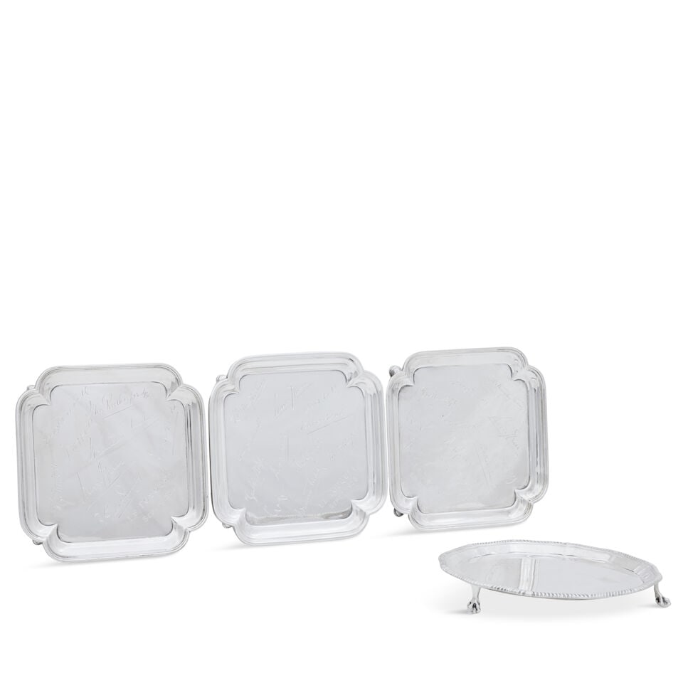A set of three silver card trays Thomas Bradbury & Sons, Sheffield 1925, 1928 and 1930 (4) (1 of 1)