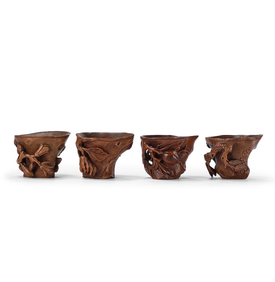 A SET OF FOUR CARVED BAMBOO CUPS Qing Dynasty (6) - 2