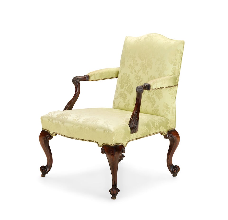 A George II mahogany Gainsborough type armchairThird quarter 18th century, in the manner of Thom... - 5