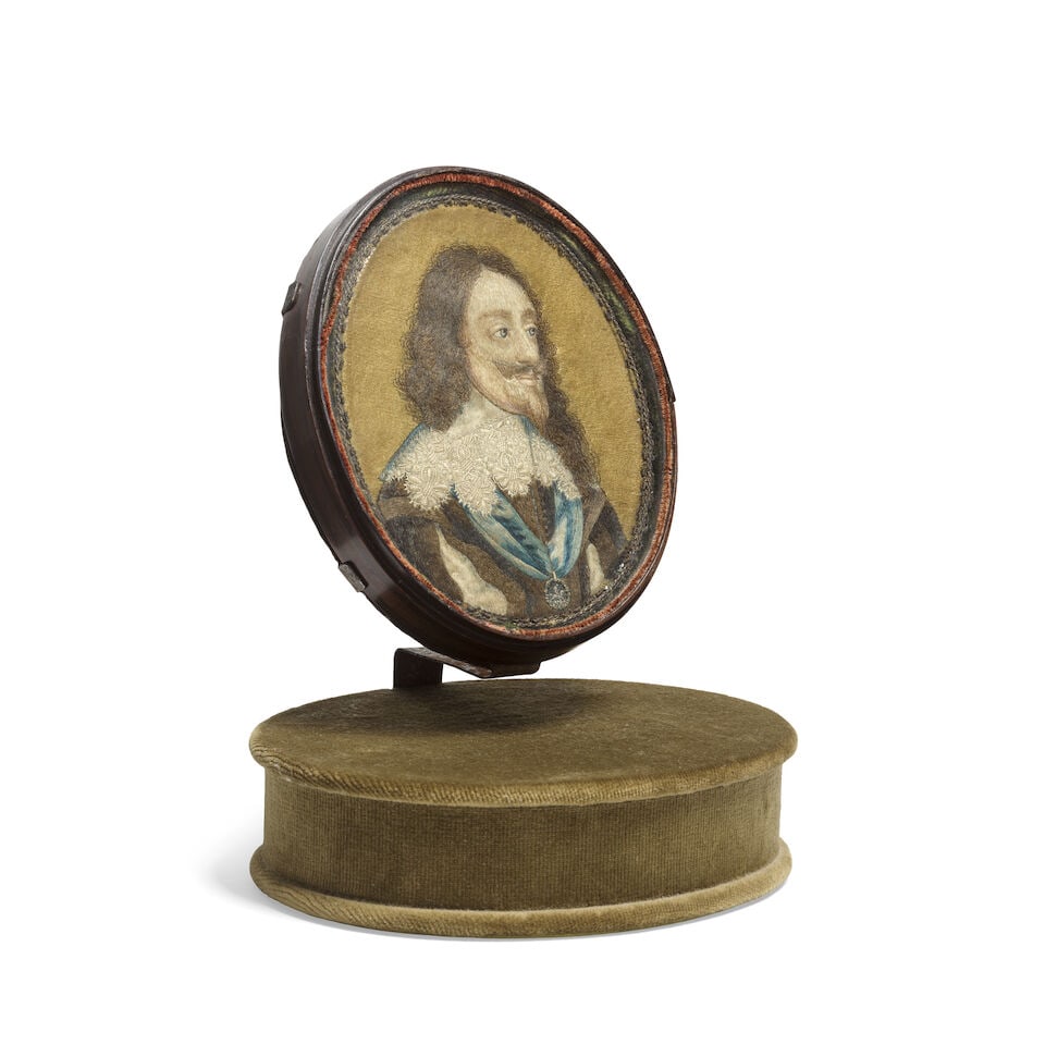 An important silk embroidered miniature portrait of Charles I Third quarter 17th century, after ... (1 of 6)