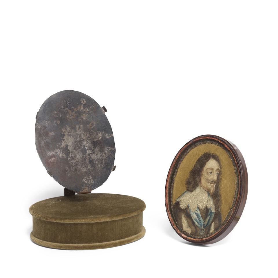 An important silk embroidered miniature portrait of Charles I Third quarter 17th century, after ... - 3
