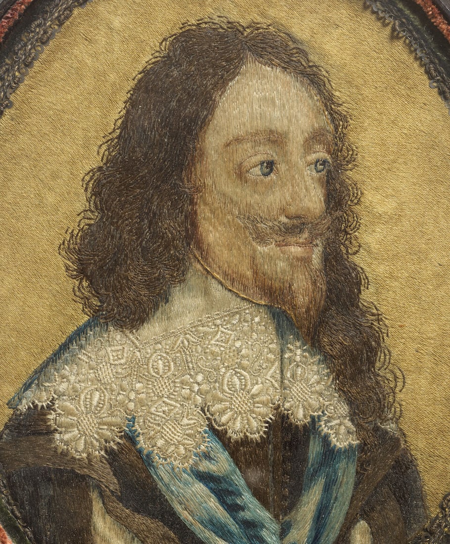 An important silk embroidered miniature portrait of Charles I Third quarter 17th century, after ... - 5