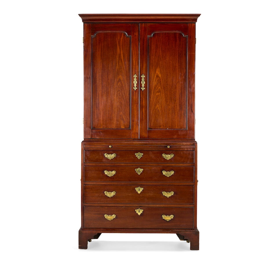 A George II mahogany cabinet on chest, of small proportionsMid-18th century (1 of 5)