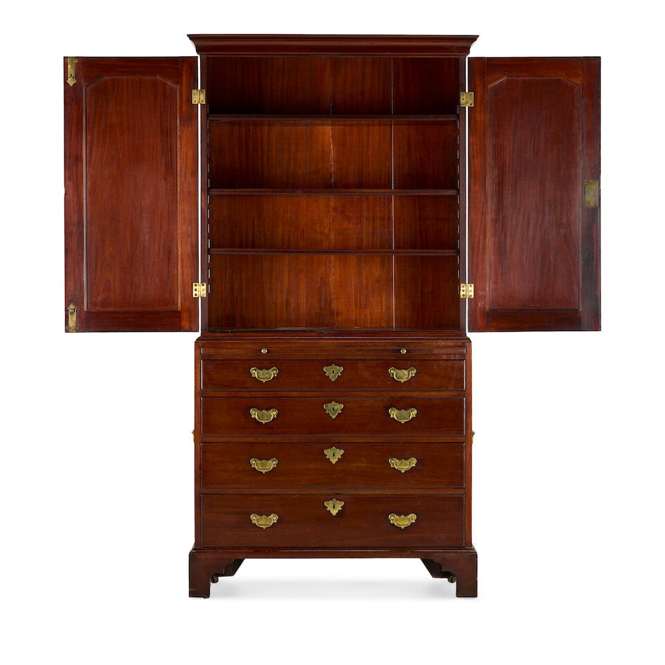 A George II mahogany cabinet on chest, of small proportionsMid-18th century - 5