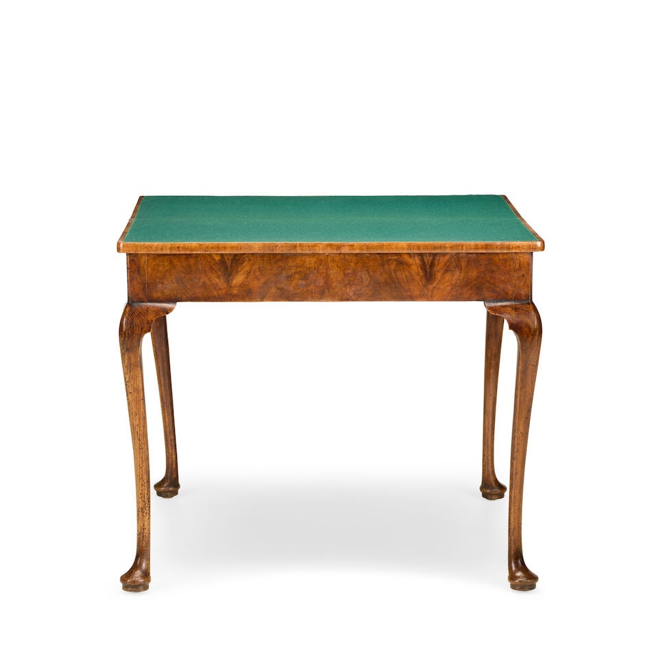 A George I walnut, crossbanded and featherbanded concertina action card tableStart of the second... - 5