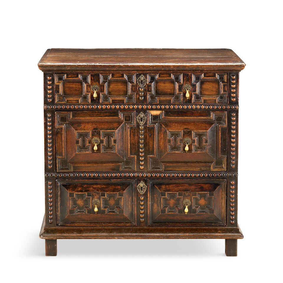A Charles II oak geometric moulded chest of drawersLate 17th century (1 of 4)