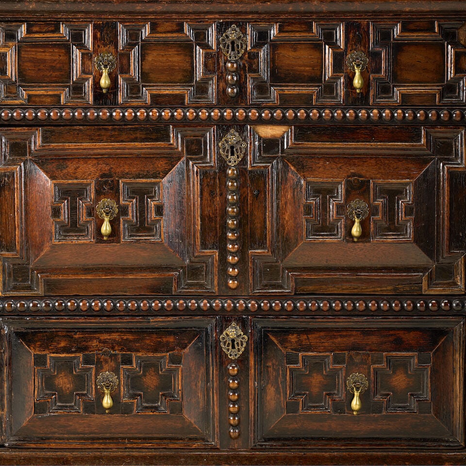 A Charles II oak geometric moulded chest of drawersLate 17th century - 4