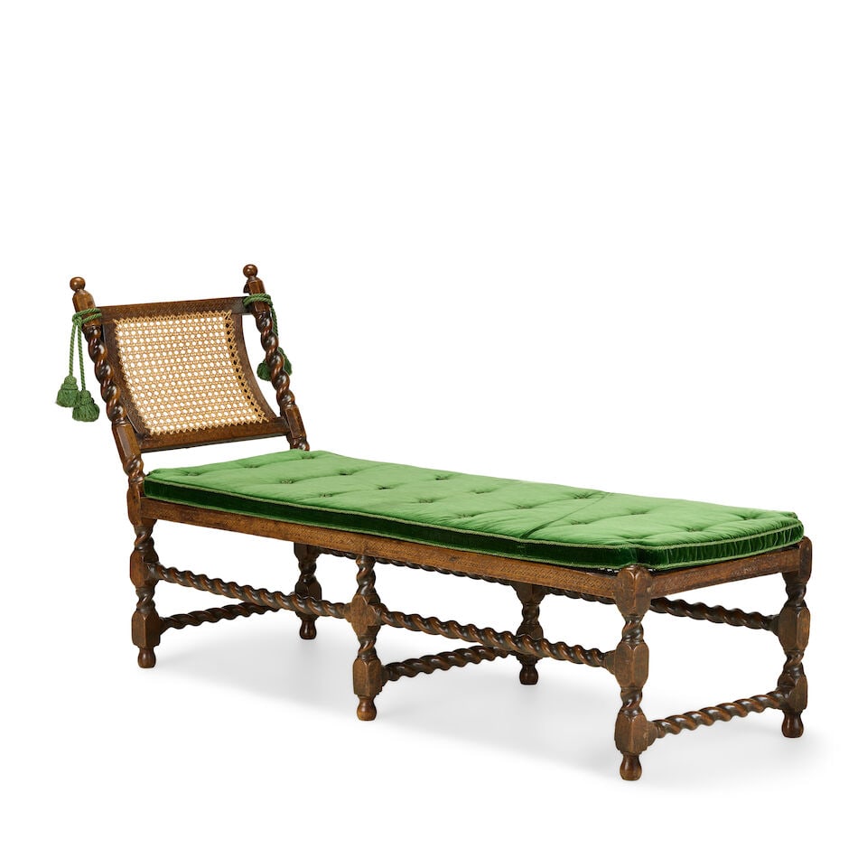 A rare documented Charles II walnut and caned daybedThird quarter 17th century (1 of 4)