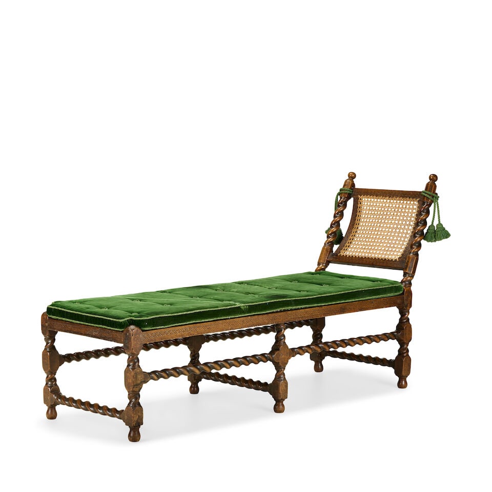 A rare documented Charles II walnut and caned daybedThird quarter 17th century - 2