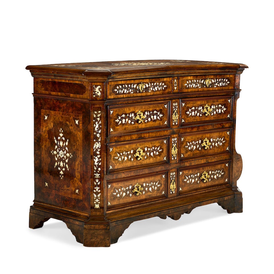 A North Italian walnut, rosewood banded, ivory, bone, and pewter inlaid commodeLombardy, late 17... - 6
