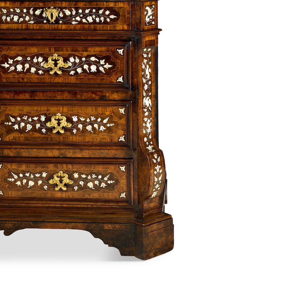 A North Italian walnut, rosewood banded, ivory, bone, and pewter inlaid commodeLombardy, late 17... - 7
