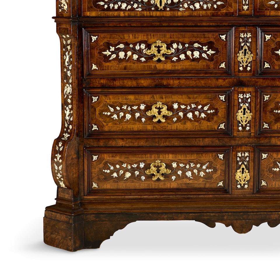 A North Italian walnut, rosewood banded, ivory, bone, and pewter inlaid commodeLombardy, late 17... - 8