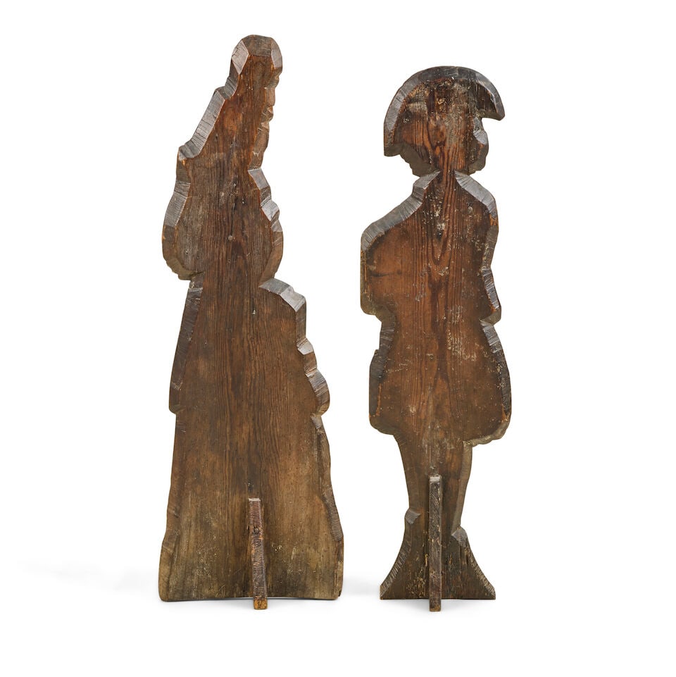 A pair of painted dummy boards or 'silent companions' depicting a girl and a boy Probably late 1... - 2