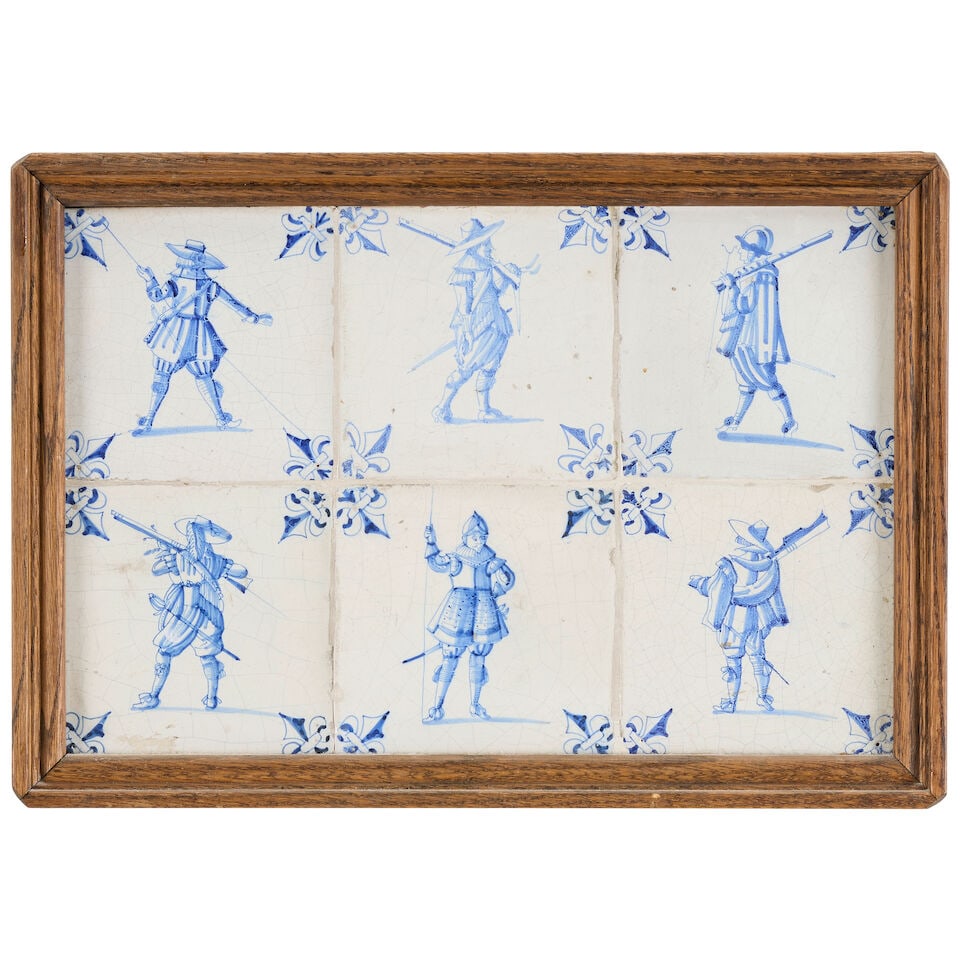 Two framed groups of Delft blue and white tiles 18th century (2) - 5
